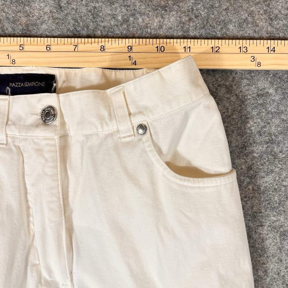 PIAZZA SEMPIONE Womens Petite Embroidered 22 X 28 White Pants Made‎ Italy